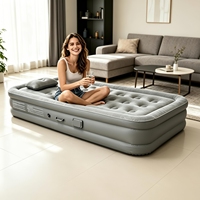 Matelas pneumatique gonflable en PVC floqué avec pompe intégrée, taille double/grand lit/king size, lit d'appoint surélevé portable pour la maison, le camping, les voyages en plein air