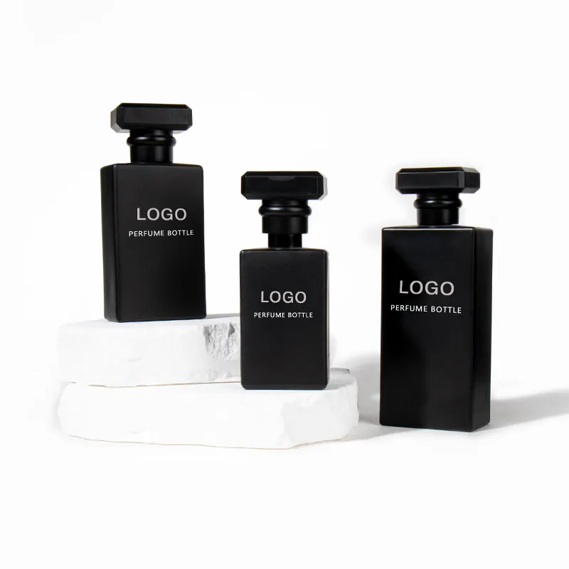 Groothandel Parfum Glazen Fles 30Ml 50Ml Lege Navulbare Zwarte Luxe Rechthoekige Parfum Spuitfles