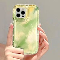 Coque souple style peinture à l'huile verte dégradée pour iPhone 15 Pro Max, Apple 14/13 Pro Phone Case