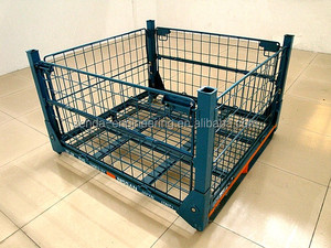 Euro tùy chỉnh wlded kho sơn tĩnh điện đóng mở <span class=keywords><strong>Stackable</strong></span> hậu cần cứng nhắc thép dây kim loại lưới lưu trữ Pallet lồng - Product Image 3