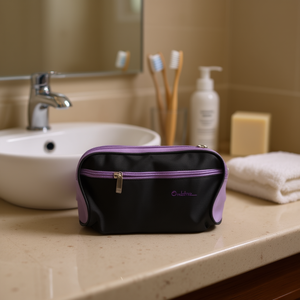 MNJ Toiletry Bag 25506 Purple Black Zippered Cosmetic Case 12Pcs Pack - Product Image 2