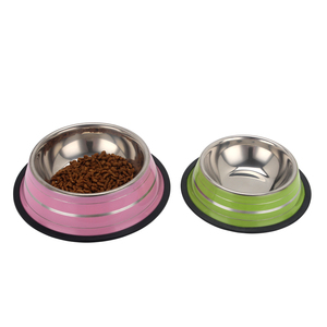 Ciotola Ecologica in Acciaio Inossidabile per Animali Domestici con Anello in Gel di Silicone Antiscivolo, Finitura Spazzolata per Gatti e Cani - Ciotola per Alimentazione e Abbeveraggio - Product Image 1