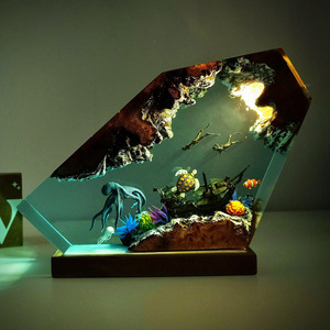 Lampe en résine pour dropshipping, modèle 3D Pieuvre Plongeur, Ornement artistique, Lampe de bureau créative, Veilleuse de chevet avec télécommande et RGB à intensité variable - Product Image 6