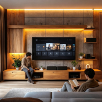 Mueble de TV Flotante Moderno y Elegante, Textura de Madera Natural, Mueble Multimedia de Pared Personalizado para Sala de Estar