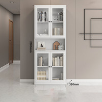 Vitrine moderne simple bibliothèque en fer portes en verre casier de rangement multicouche anti-poussière pour la maison salon en métal