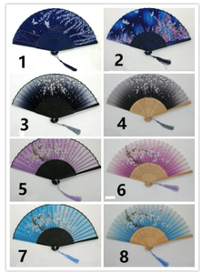 Japanese Customized Bamboo <b>Frame</b> Silk Folding Fan Carved Technique for Promotional Gift - Product Image 5