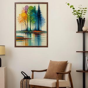 Kit di Pittura Acrilica Artistica Moderna Songwoo, <span class=keywords><strong>Arte</strong></span> Minimalista Astratta con Foresta Arcobaleno e <span class=keywords><strong>Riflessi</strong></span> <span class=keywords><strong>d</strong></span>'Acqua, Dipingi con i Numeri - Product Image 3