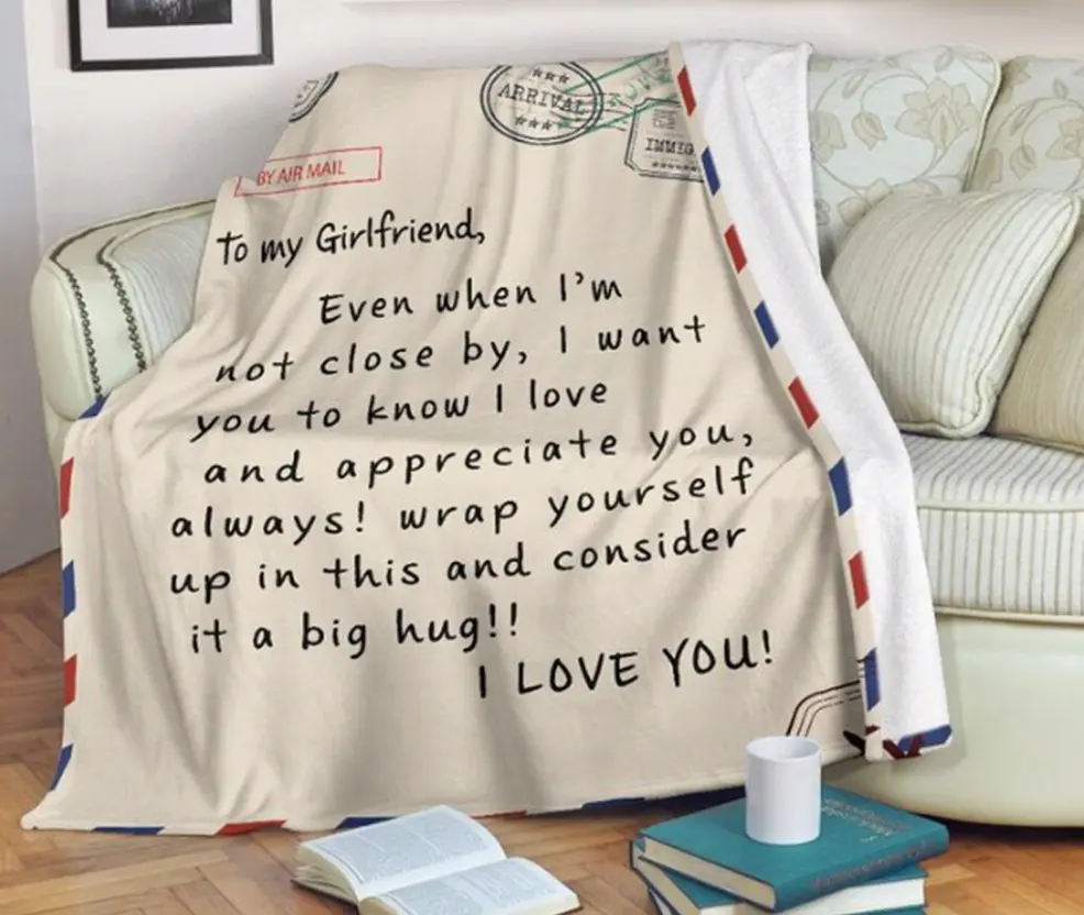 To My Daughter Printed Air Mail Gift from Mom Dad Custom Letter Blanket