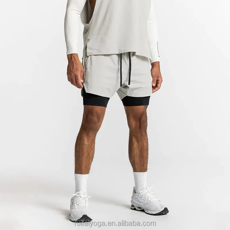 New Summer Custom Quick Dry 2 In 1 5 inch Liner Mesh Gym Athletic Nylon Polyester Running Workout Biker Basketball Men's Shorts