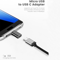 Adaptador de Micro USB a USB C, Conector Hembra Tipo C a Micro USB Macho
