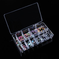 Boîte de rangement pour décoration d'ongles avec couvercle rabattable à dix compartiments en plastique transparent amovible, boîte de rangement pour strass pour ongles