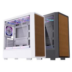 Boîtier d'ordinateur de <span class=keywords><strong>tour</strong></span> complète ATX personnalisé haut de gamme transfrontalier, châssis en acrylique, texture en <span class=keywords><strong>bois</strong></span>, fenêtre latérale, refroidissement par eau, jeu - Product Image 5