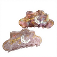 Pince à Cheveux Nuage Lune en Acétate avec Logo Personnalisé pour Femme, Épingles à Cheveux Étoile en Strass de Luxe, Accessoires Capillaires Élégants et Féminins, Vente en Gros
