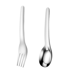 Cuillère et fourchette plates en acier inoxydable 316, cuillère à riz/soupe à long manche intégrée, fourchette à salade créative, ensemble de vaisselle pour la maison - Product Image 5