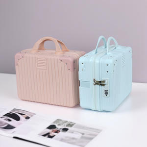 Sac carré rétro, mini valise de 15 pouces avec serrure à combinaison, bagage à main portable, couleur unie, design à rivets, roues pivotantes - Product Image 5