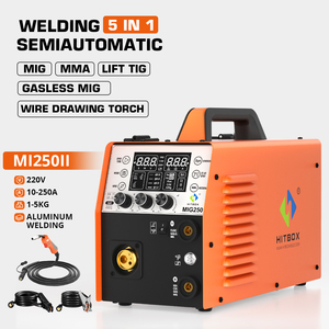 HITBOX MIG250II 5 en 1 Máquina de soldadura portátil Nuevo <span class=keywords><strong>MIG</strong></span> MMA Lift TIG Soldador Amplio voltaje 110V/220V Soporta soldadura de aluminio - Product Image 1