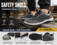 Chaussures de sécurité AOXIANG pour la construction, embout en acier, antidérapantes, anti-perforation, confortables, printemps-été, dessus en cuir nubuck, doublure en mesh
