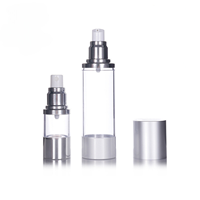 Flacon pompe sans air en verre givré argenté mat de 15 ml, 30 ml, 50 ml, 100 ml pour sérum de soin de la peau, huile corporelle