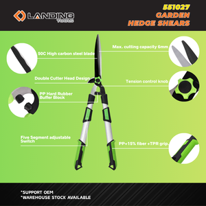 551027 Manual <b>Long</b> <b>Handle</b> Hedge <b>Shears</b> with Lightweight Aluminum <b>Handles</b> 6MM Cutting Capacity for Garden Trimming - Product Image 3