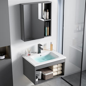 Luxueux moderne laque mural en aluminium lavabo armoire miroir intelligent bassin en céramique conception étanche hôtel salle de bain 5 - Product Image 4