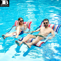 Hamac flottant gonflable en PVC enduit de tissu, chaise longue aquatique multifonctionnelle, flotteur de natation durable pour adultes