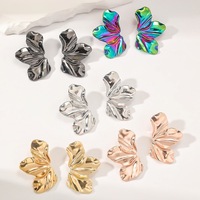 Boucles d'oreilles en acier inoxydable plaqué or 18 carats, sans ternissement, motif abstrait irrégulier, effet lave liquide, pour femme