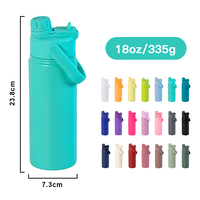 Bouteille d'eau sport isotherme 18 oz avec logo personnalisé, couvercle anti-fuite et poignée de transport pour la randonnée et les activités de plein air