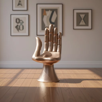 Chaise d'art moderne et créative en fibre de verre, design en forme de main, pour modèles immobiliers haut de gamme et cours intérieures de villas artistiques