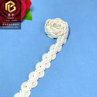 Renda Rajut Katun Aprikot 1.5cm, Pita Rajut Tangan untuk Tas Pakaian, Tekstil Rumah, Aksesoris Buatan Tangan DIY, Grosir