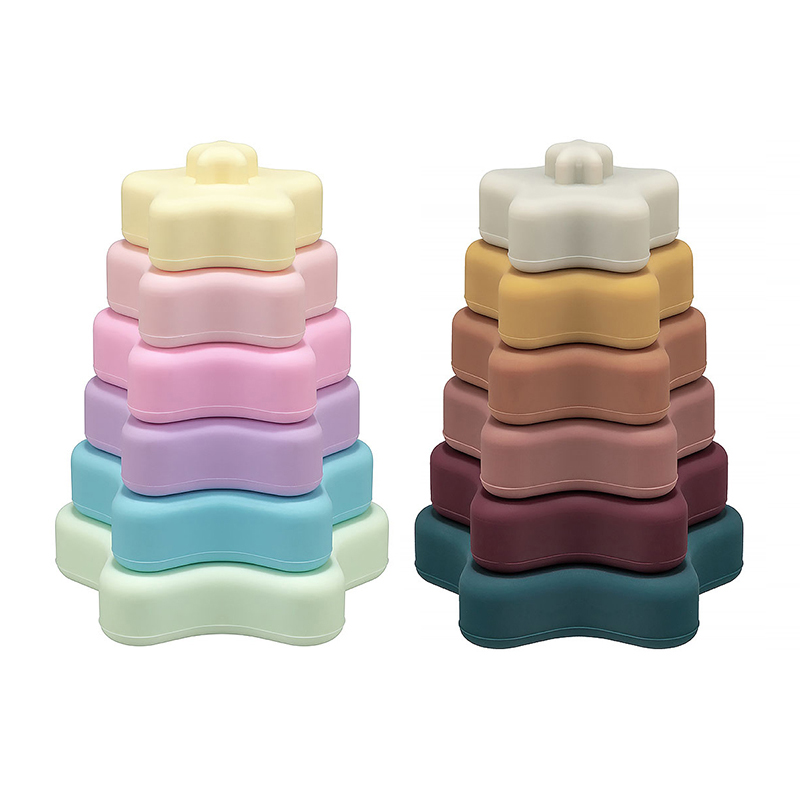 Детские шаговые мягкие строительные блоки в форме сердца башня Монтессори силиконовые штабелируемые игрушки