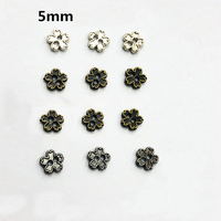 Mainan kancing jahit bunga Sakura Mini 5mm aksesori pakaian pelat emas perak Swakarya 2 lubang gesper logam mata kancing mantel boneka