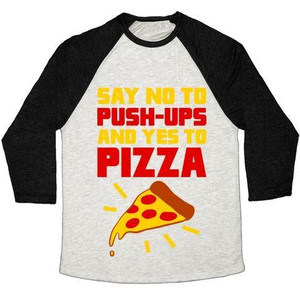 No alle flessioni, sì alla pizza - T-shirt da baseball unisex in tessuto misto - Product Image 3
