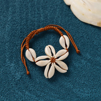 Bracelet Bohème en Corde Cirée Tressée avec Pierres Naturelles, Coquillages, Fleurs, Étoiles de Mer et Perles – Bijou de Vacances Thème Océan, Plage, Tortue, Surf – Idéal Cadeau