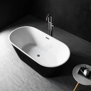 Hot Bán thiết kế hiện đại bề mặt rắn màu trắng và màu đen freestanding Acrylic bồn tắm tắm nhân tạo
