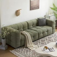 Canapé en tissu compressé sous vide, garni d'éponge, style italien de luxe léger, design minimaliste à accoudoirs droits pour appartements et salles de sport