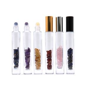 <span class=keywords><strong>Cristal</strong></span> de luxe naturel rouleau de pierres précieuses vide clair 10ml rouleau de verre de <span class=keywords><strong>parfum</strong></span> sur des bouteilles avec des pierres précieuses - Product Image 6