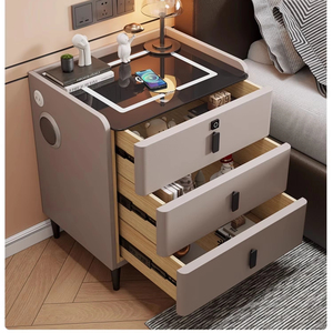 Comodino Pieghevole di Lusso in Legno, Arredamento Moderno per Camera da Letto con Porta USB Smart, Caricatore Wireless e <span class=keywords><strong>Lampada</strong></span> - Product Image 1
