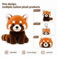 Porte-clés en peluche personnalisé Panda Rouge, mini jouet en peluche, cadeau promotionnel, marionnette mignonne et moelleuse pour la décoration de la maison et les fêtes, faible MOQ, OEM