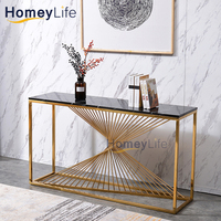 Béton 2023 Table console de luxe moderne en acier inoxydable marbre or brossé Tables de couloir en pierre fine
