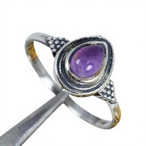 Bague Jaura Jewels Vintage en argent 925 avec améthyste, forme goutte d'eau, sertie clos, pour femme, tendance, mariage chrétien - Product Image 1