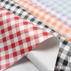 Papier d'emballage coréen à carreaux diagonaux imperméable pour fleurs, feuilles d'emballage à carreaux vichy, matériaux floraux pour fleuristes - Product Image 2