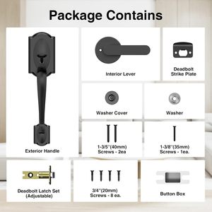 Manija de Puerta Delantera Calzibeno, Negro Mate, Zinc, Estilo Tradicional, Palanca Reversible, Fácil Instalación - Product Image 6