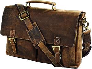 Jony-bolsa Retro de cuero para ordenador portátil unisex, maletín Retro de oficina, bolso universitario de cuero - Product Image 2