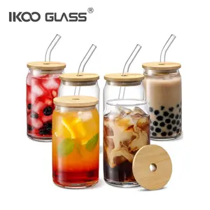 IKOO แก้วกาแฟร้อนพร้อมฝาปิดและหลอดทำจากไม้ไผ่