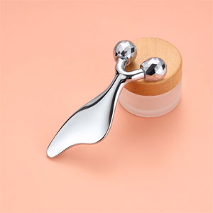 Masajeador de doble rodillo de mano de acero inoxidable coreano y tabla de raspado Facial para cara ojos manos piernas/brazos - Product Image 1