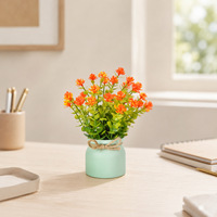 Lot de 6 mini-plantes artificielles en pot de 19 cm – Bonsaïs en plastique PE avec pots en céramique enveloppés de corde pour la décoration de bureau et de la maison