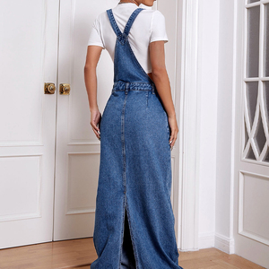 Robe de saut pour femme Denim à bretelles surdimensionné Long Denim Maxi Overall Dress pour femme - Product Image 3