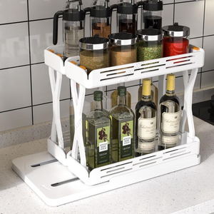 Estante Organizador de Doble Capa para Cocina y Hogar, Estante Extraíble de Plástico para Especias - Product Image 1