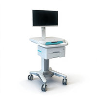 Chariot médical ergonomique mobile avec élévateur pneumatique, surface ABS antimicrobienne, poste de travail professionnel pour hôpital, blanc