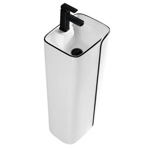 Lavabo a colonna in stile nordico creativo, lavabo integrato in ceramica da appoggio, adatto per balconi e bagni - Product Image 5
